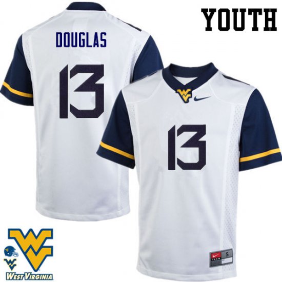 Youth West Virginia Mountaineers NCAA #13 Rasul Douglas White Authentic Nike Stitched College Football Jersey MW15L33VL